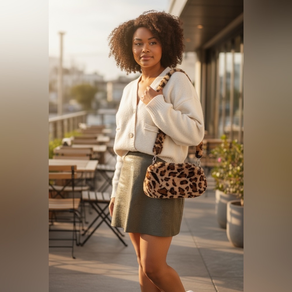 NWT GildaParis Cheetah Fur Messenger - Picture 4 of 8